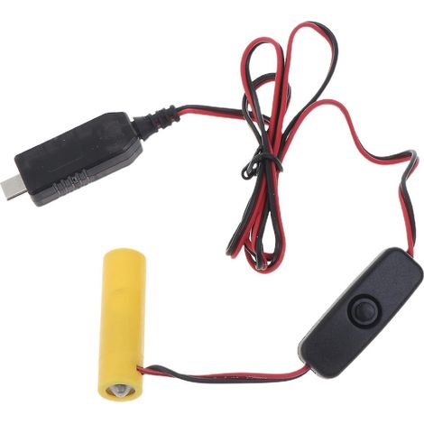 Adaptateur factice de pile AA 5 V vers 1,5 V de type C avec interrupteur (remplace une pile AA) (1/4)