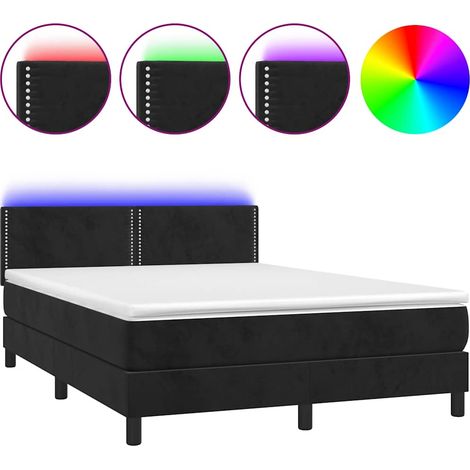 Maison Exclusive - Cama box spring colchón y LED terciopelo negro (1/5)