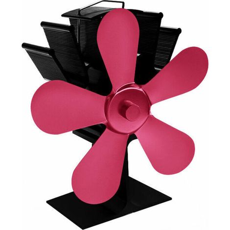 Wood stove fan, 5-blade chimney fan for wood/fireplace/gas/pellet/log stoves, heat output, pink (1/5)