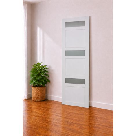 Porte Coulissante Izi Blanc Vitrée H204 X L73 Cm Gd Menuiseries (1/2)