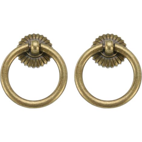2 Ensembles de Boutons de Tiroir Rétro à Anneau Tombant Vintage pour Meuble de Tiroir Armoire Placard Bronze (45,5 mm/1,8" de Long) (1/5)