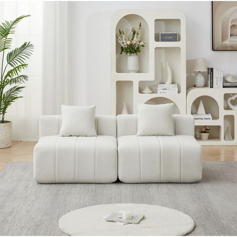 Sofá modular de chenilla beige 2 plazas 165x60,9x73,6 cm sin montaje – MEUBLIV (1/5)