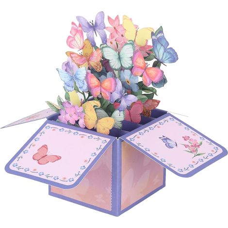 Carte de vœux 3D pop-up, Carte pop-up panier de fleurs, Carte de vœux bouquet de fleurs/Carte de vœux papillon pop-up, Carte fleurs 3D