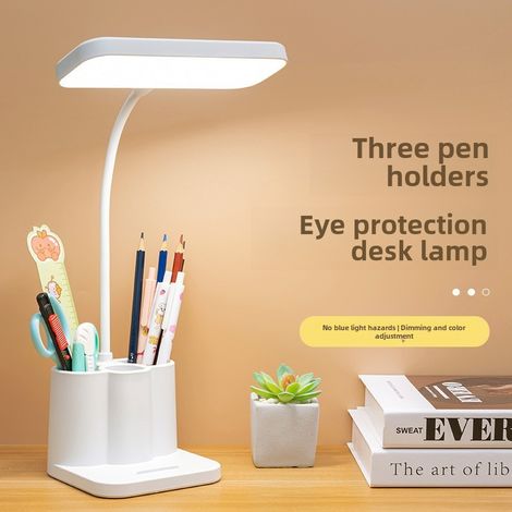 Lámpara de mesita de noche LED táctil recargable, protección ocular, lámpara de lectura (4000 colores + cable) (1/5)