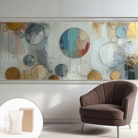 Fototapete Tapete Vliestapete mit Kleber - trendige Wanddeko - Schlafzimmer - Wohnzimmer Geometrische Kreise 250x104 cm (1/5)