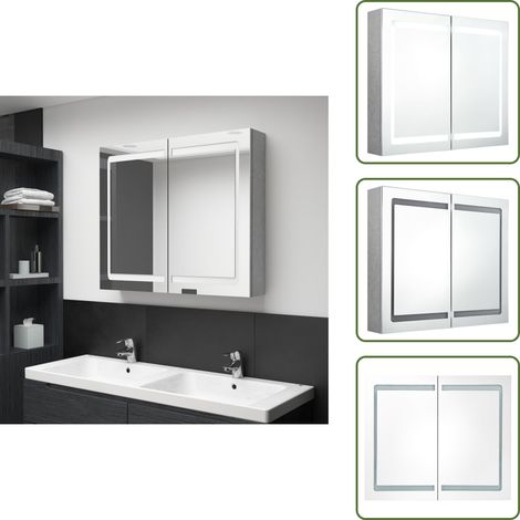 The Living Store LED-Spiegelschrank fürs Bad Betongrau 80x12x68 cm - Spiegelschrank (1/5)