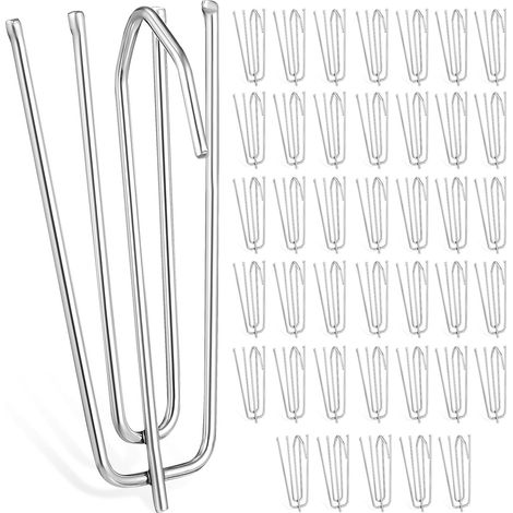 Crochets à rideaux , en métal argenté , lot de 40 , acier inoxydable quatre branches , pour une inst (1/5)