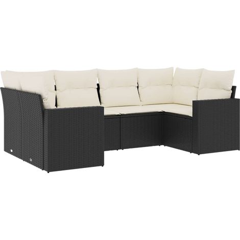 Set Divano da Giardino 6 pz con Cuscini Nero in Polyrattan vidaXL (1/3)