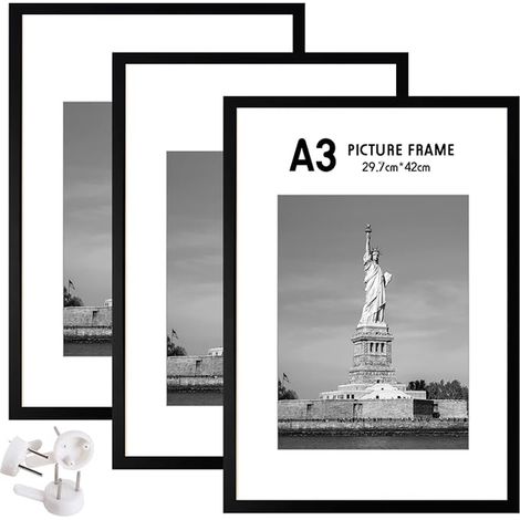 A3 Noir Cadre Photoen, Cadres Poster en Plexiglas, cadres Photo Bois, Photo Frame, cadre d'image d'affiches, cadre Picture Polyvalent pour la Chambre Le Salon, 29,7 x 42 cm (1/5)