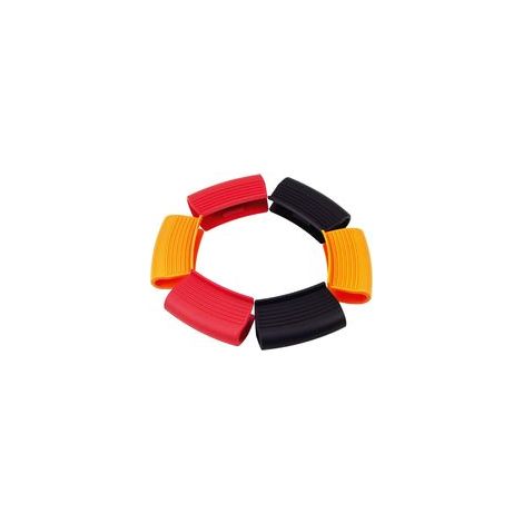 Juego de 6 asas auxiliares de silicona para calentar, tapa para sartén, cubierta antideslizante para sartén, tapete de cocina resistente al calor, mango para sartén, apto para sartenes Crezuo.