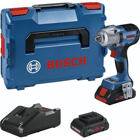 Bosch Professional 18V System GDS 18V-450 HC - Atornillador de impacto a batería (Brushless, 450 Nm, 800 Nm par de arranque, módulo Connectivity, 2 baterías ProCORE 4.0Ah, en L-BOXX)