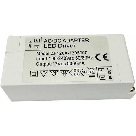 YMYNY 12-V-LED-Netzteil, 60-W-LED-Transformator, AC 220 V auf 12 V DC 5 A, LED-Transformator, Konstantspannungs-LED-Treiber-Konverteradapter, für LED-Streifen und LED-Lampen MR16 G4 MR11 (1er-Pack) (1/4)