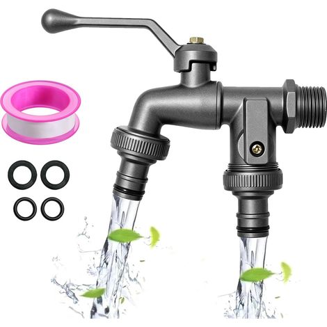 Robinet Exterieur Jardin 1/2 Robinet de jardin Avec raccord de tuyau Résistant à la Rouille et au Gel Noir Robinet à sphére Rapide Eau Extérieure Pour Jardin seau de pluie Machine à Laver (1/5)
