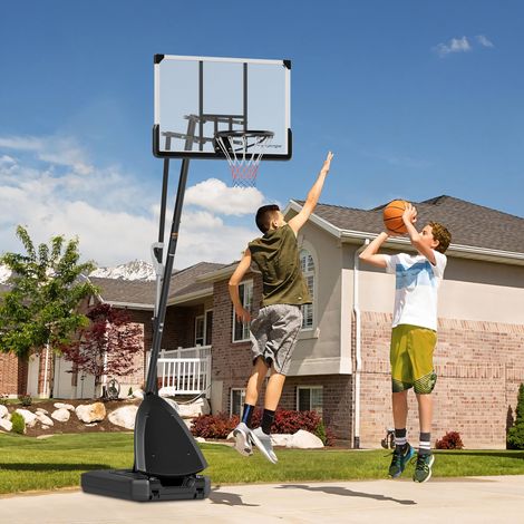 Canasta de Baloncesto para Exterior Ajustable de 150-305 cm con Ruedas Base Rellenable y Sistema de Retorno Negro (1/5)
