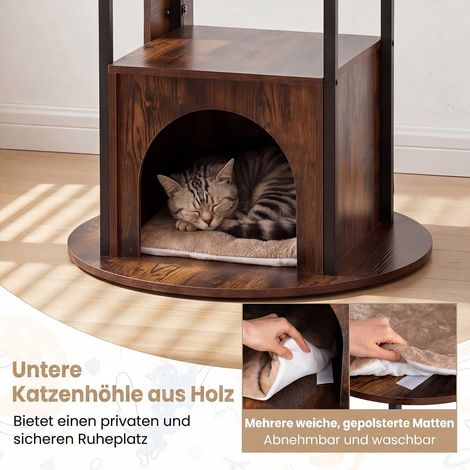 72-Inch Multi-Level Cat Condo with Top Perch, Rustic Brown (1/5)