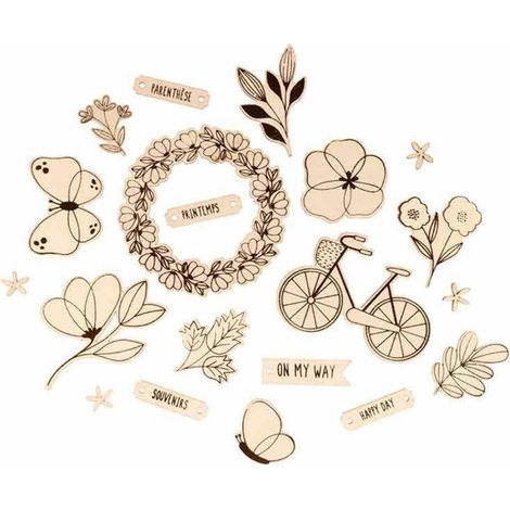 Set de 20 mini silhouettes en bois - On my way