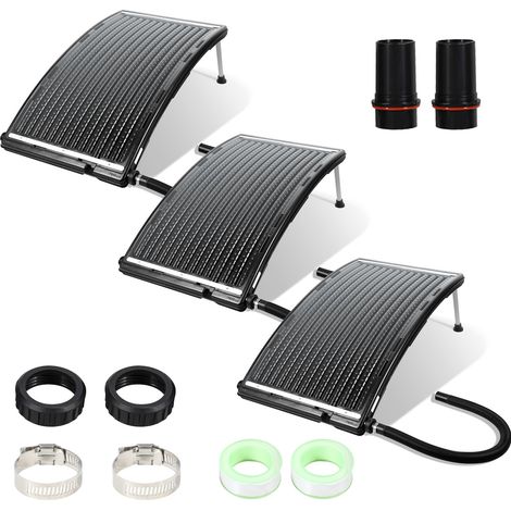 Randaco 3X Système de chauffage pour piscine - Magnifique Panneau de chauffage solaire de piscine courbé 110x65 cm
