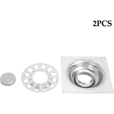 2 pièces grille d'évacuation au sol carrée en acier inoxydable double usage pour salle de bain et machine à laver (1/5)