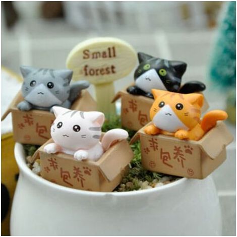 Mini Niedliches Katzen-4-teiliges Set, Garten-Kätzchen-Dekoration, Kindergeschenk, Babyzimmer-Dekoration (1/5)