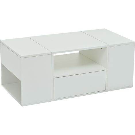 Tavolino da salotto bianco 100 x 46,5 x 40 cm con LED e contenitore (1/5)