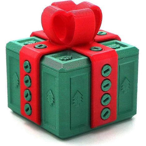 (Vert Noël) Boîte à vis imprimée en 3D - Blague - Boîte cadeau de Noël amusante avec des vis pour des farces agaçantes (1/3)