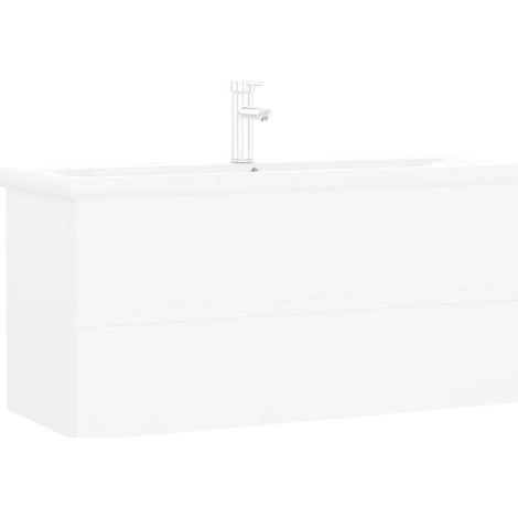 Mobile sottolavabo con lavabo integrato 100 x 39 x 45 cm pratico contenitore stile contemporaneo legno bianco 020055098