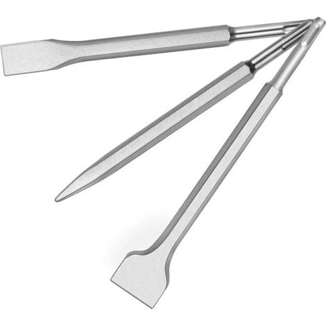 Kit 3 Scalpelli Sds Plus Scalpello Piatto Punta Per Trapano Martello Demolitore (1/3)