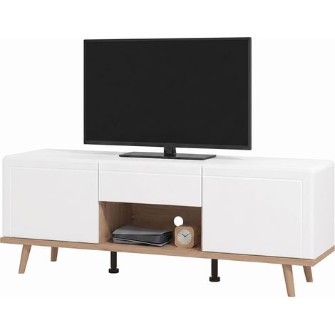 Mobile Porta tv Stra, un Cassetto, un Ripiano, 2 Ante, 154x40x55h cm Bianco