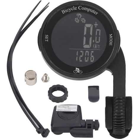 Fahrradcomputer Geschwindigkeitsmesser mit Schrittfrequenzsensor, LED-Hintergrundbeleuchtung, großem Display, kabellosem Tachometer und Kilometerzähler