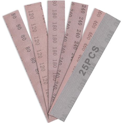 Lot de 25 Bande Abrasive 70x400 mm Grain 80/120/180/240/400 (1/5)