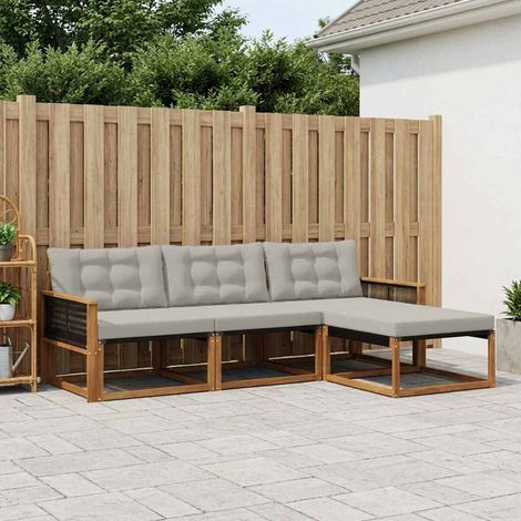 vidaXL Outdoor-Sofagarnitur 4 Stk. Natürlich und Hellgrau (1/5)