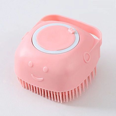 Brosse de nettoyage pour la douche des animaux - Brosse pour poils de chat et de chien - Brosse de massage pour le bain - Outil de toilettage multifonctionnel - Rose (1/4)