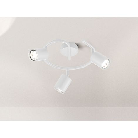 Deckenleuchte Rondell Wohnzimmerlampe Metall Weiß LED Spots beweglich D 38 cm (1/5)