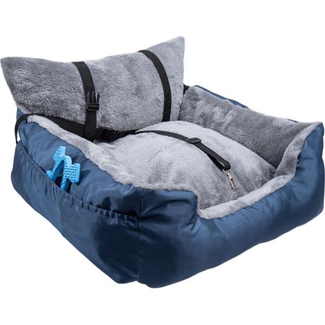 Supernic Dog Car Seat for Small Dogs & Cats, Cosy Pet Travel Bed with Safety Leash, Storage Pocket & Non-Slip Base, Ideal Car Dog Seat for Secure Travel (Brown, 50x50x20cm) (1/5)
