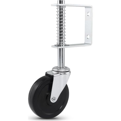 Roulettes de porte à ressort, roues de porte en caoutchouc robustes de 4 pouces (10 cm) supportant jusqu'à 220 lb (100 kg) avec ressorts (1/5)