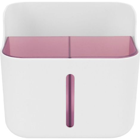 Boîte de rangement double couche grand capacité, design facile à nettoyer, support multifonctionnel pour cosmétiques et désordre, violet. (1/5)
