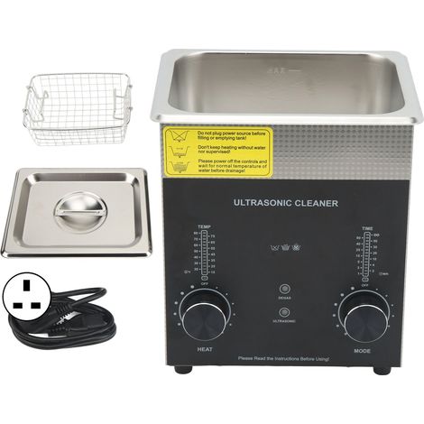 Nettoyeur ultrasonique 2L avec minuterie, chauffage, dégazage, acier inoxydable, multiples trous d’aération, double fusible, pour pièces industrielles, prise UK 220V (1/5)