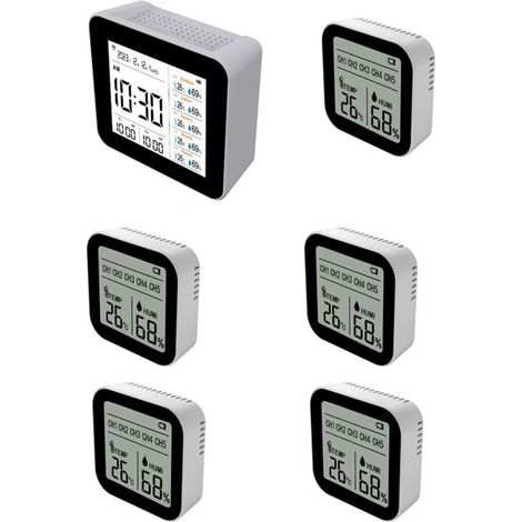 Thermomètre Hygromètre Intelligent WIFI Tuya 13 en 1 pour Intérieur, avec Mesure Précise de la Température et de L'Humidité, Surveillance pour L'Heure/le Calendrier/L'Alarme. (1/5)