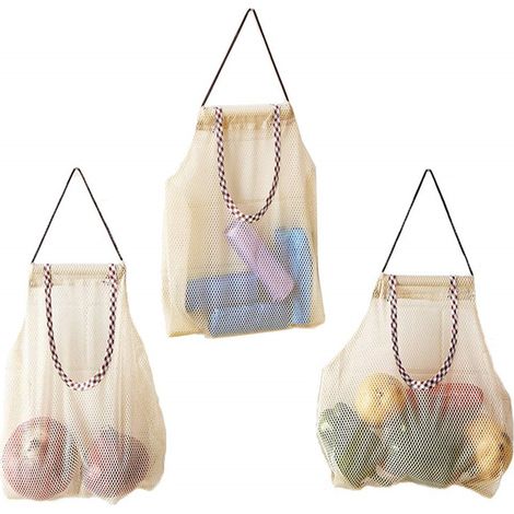 de 3 sacs de rangement suspendus en filet pour pommes de