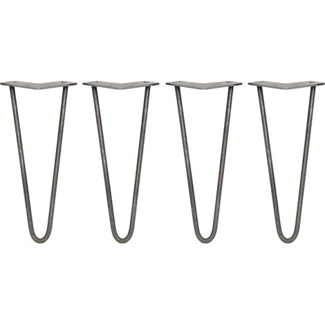 4 x 12" Hairpin Legs - 2 Prong - 10mm - Raw Steel (1/5)