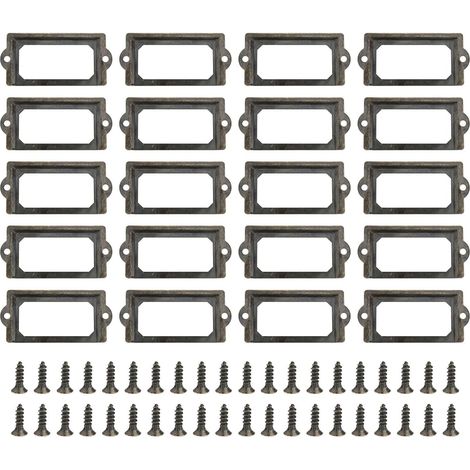 Lot de 20 porte-étiquettes en laiton antique pour tiroirs, cadres (1/4)