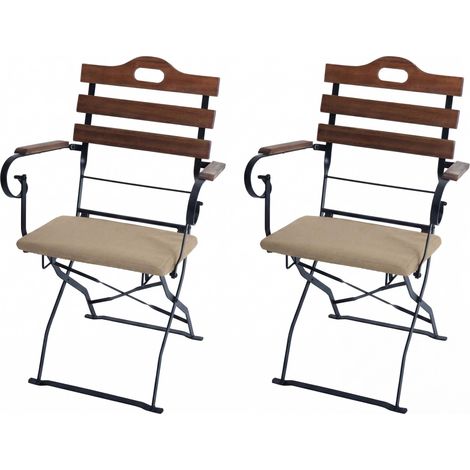 Lot de 2 chaises de terrasse HWC-J40, chaise pliante, qualité restauration, acacia - marron clair, r (1/5)