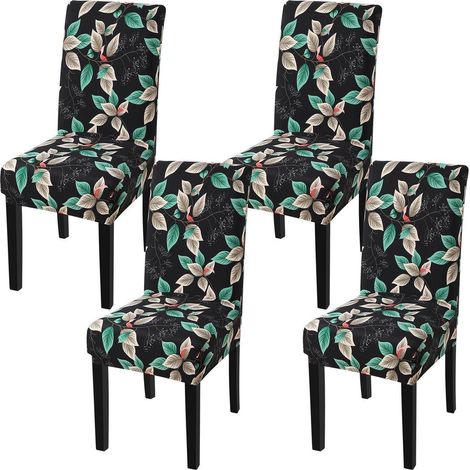 Stuhlhussen 4er Set, Stretch Stuhlbezug mit Blumenmuster, abnehmbar & waschbar (1/5)