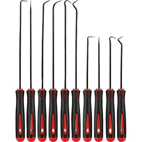 Crochets et Pics de Précision,Arrache de Joint Injecteur,Jeu de 10 Outils de Précision pour Joints - Crochets et Tournevis pour Retirer les Joints d‘Huile Moteur et Joints Toriques (1/5)