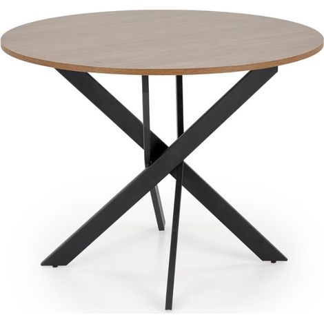 Table à manger ronde 100 cm plateau noix et pieds noir EDGAR (1/5)