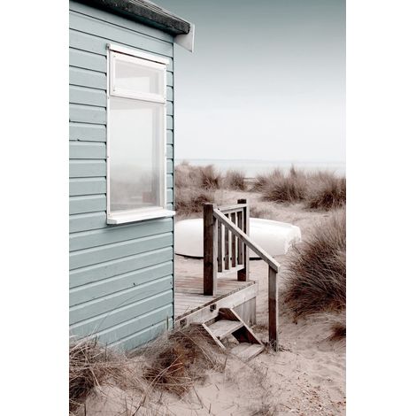 Tableau sur toile cabane sur plage 30x45 cm - Impression sur Toile Murale Décorative - Image imprimée en HD sur Toile - Toile sur Châssis en Bois FSC - Fabriqué en France