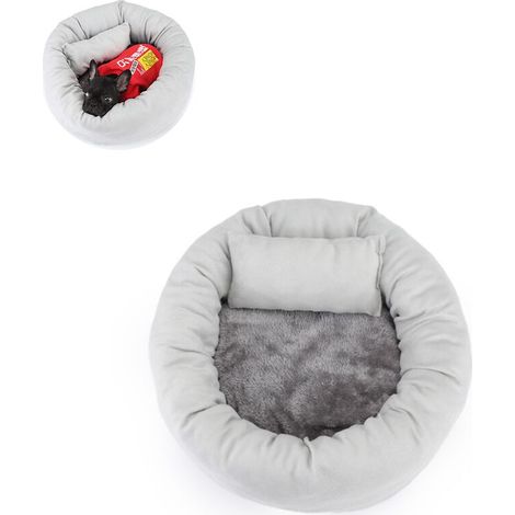 Katzen- und Hundehüttennetz, rotes Eierkuchen-Haustiernest, Kristall, superweiches, winterwarmes Haustierbett für den Innenbereich, Grau S