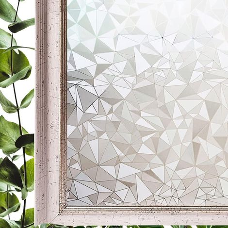 Film statique pour vitres effet verre dépoli motif diamant dimensions 45 x 100 cm anti regard et protection solaire sans colle (1/5)