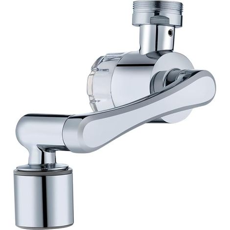 Rotierender Wasserhahn-Verlängerer, 1080° schwenkbarer Wasserhahn-Belüfter für Waschbecken, mit PP-Baumwollfiltern, Silber