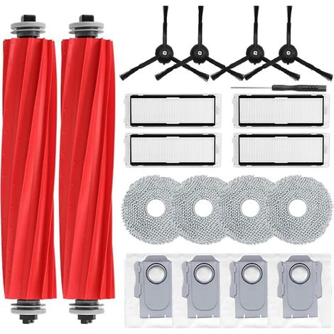 Pièces de rechange pour accessoires Q P10 pour aspirateur robot : brosse rotative, filtres HEPA et balai à franges. (1/5)